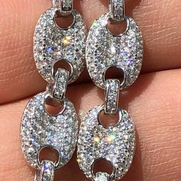 Gucci Link Bracelet Solid 925 Silver With Moissanite